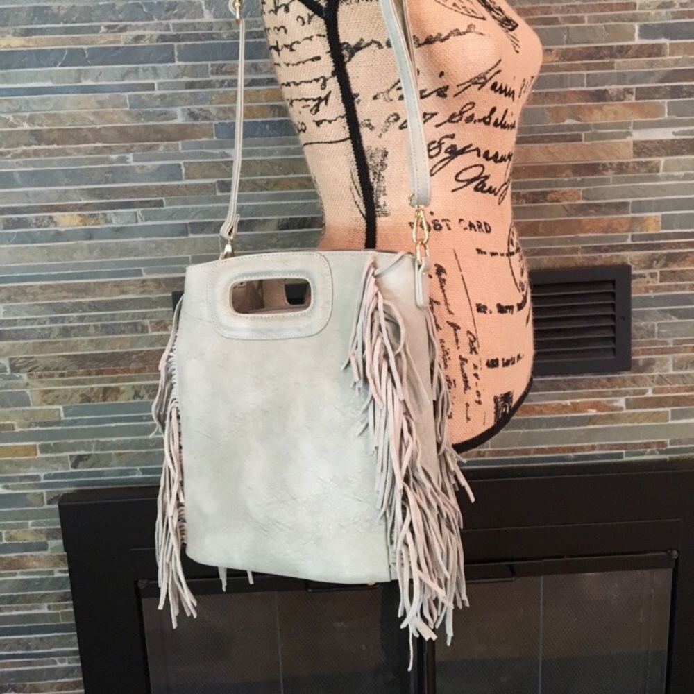 Vegan Leather Suede Crossbody - Picture 2 of 6